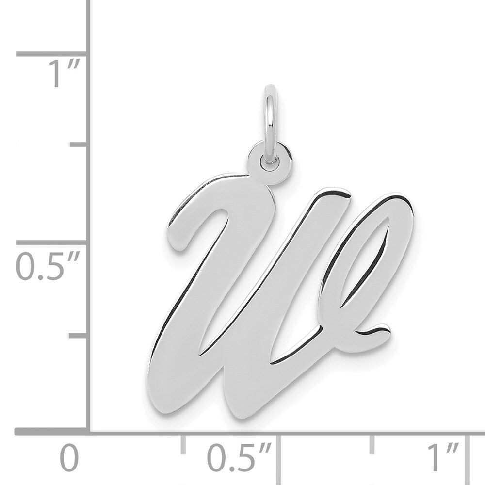 14k White Gold Large Script Letter W Initial Charm Pendant for Women