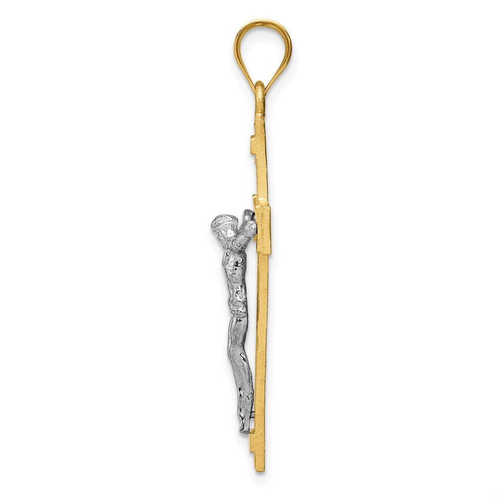 14k Two-tone Gold INRI Crucifix Pendant for Women