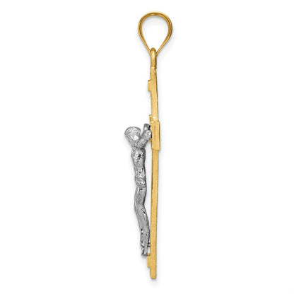 14k Two-tone Gold INRI Crucifix Pendant for Women