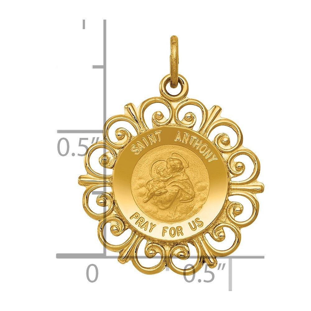 14k Yellow Gold Saint Anthony Medal Charm Pendant for Women