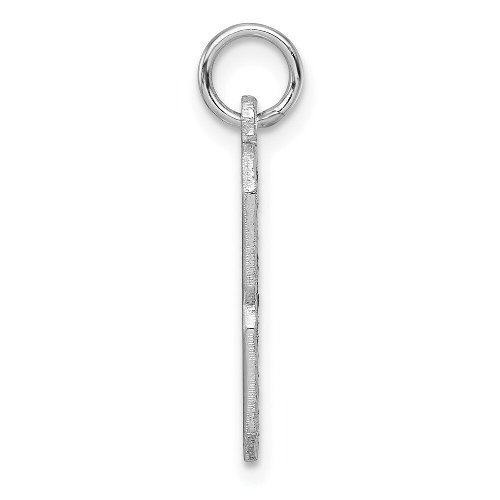 14k White Gold Large Brushed Diamond-cut Number 8 Charm Pendant for Women