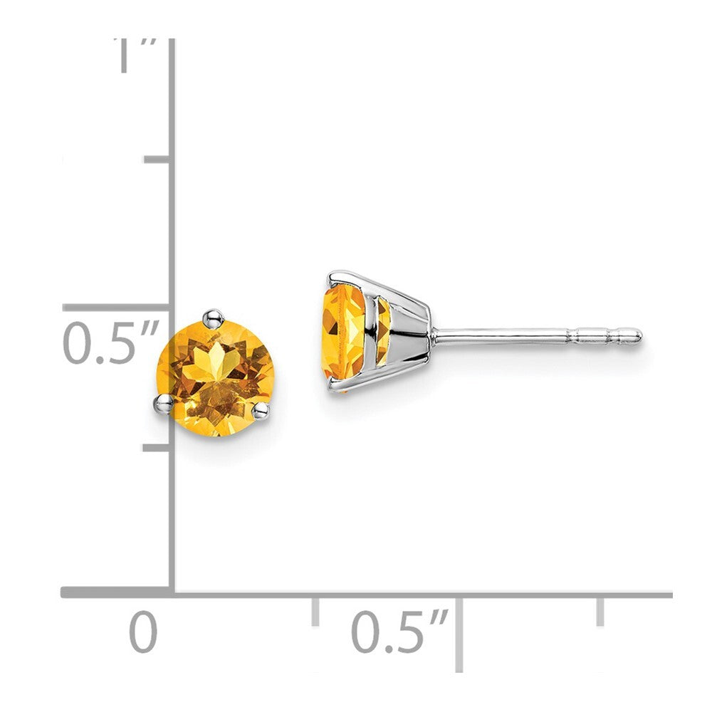 14k White Gold Round Citrine Stud Earrings Gift for Women