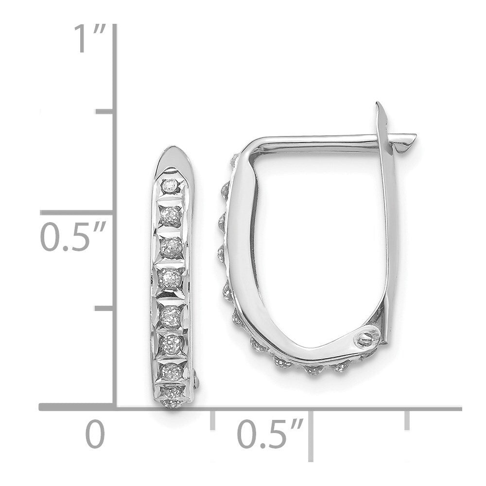 14k White Gold Diamond Fascination Hoop Earrings Gift for Women