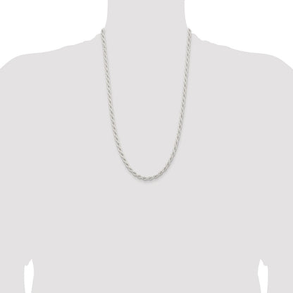 Sterling Silver Rhodium-plated 5mm Solid Rope Chain