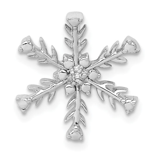 14k White Gold .01ct. Diamond Snowflake Chain Slide Pendant for Women