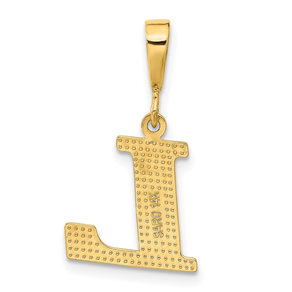 14k Yellow Gold Textured Initial L Charm Pendant for Women