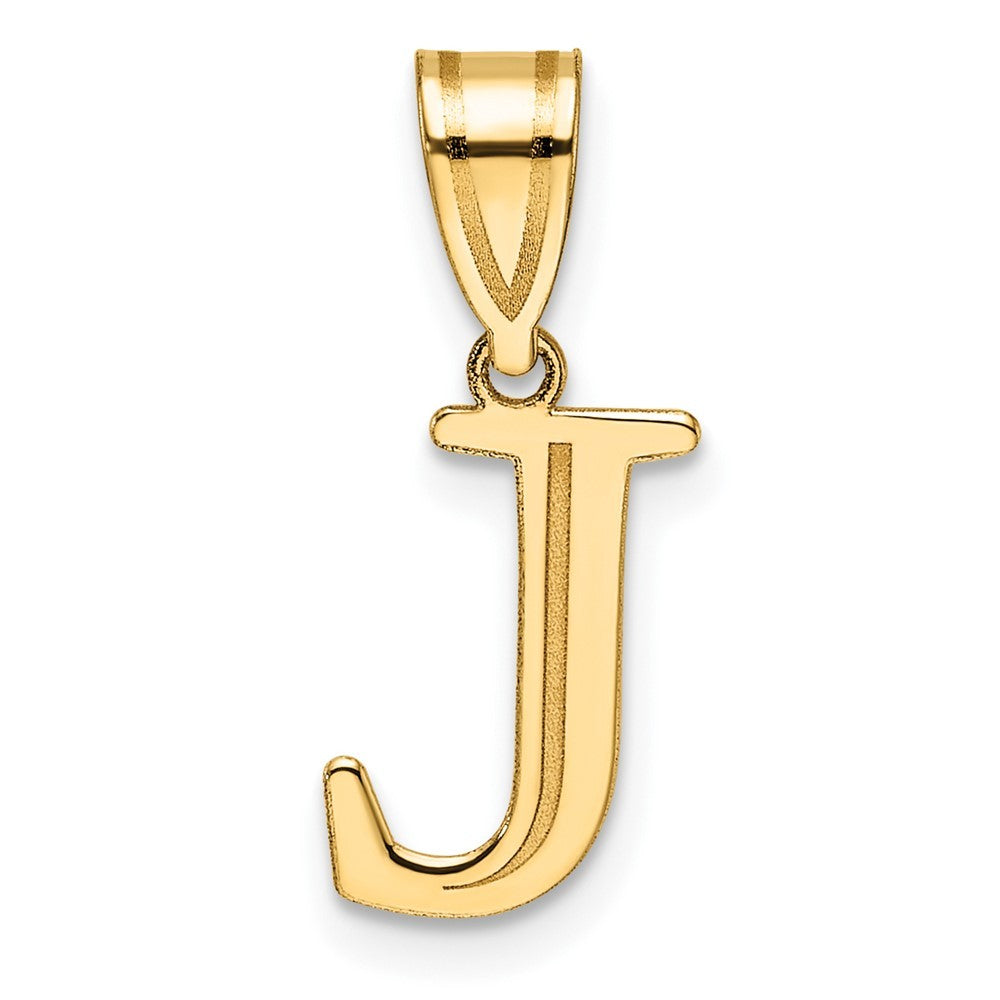 14k Yellow Gold Polished Etched Letter J Initial Pendant