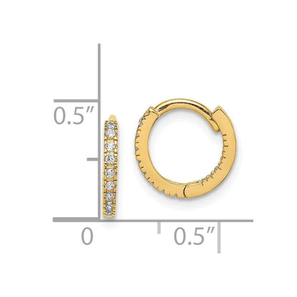 14k Yellow Gold Cubic Zirconia Hinged Hoop Earrings