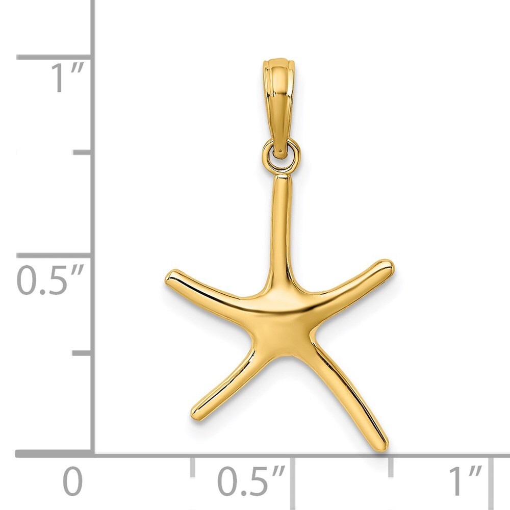 14k Yellow Gold Dancing Starfish Charm Pendant for Women