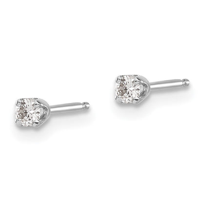 14K White Gold .10ct I2 K-L Diamond Stud Push-on Earrings