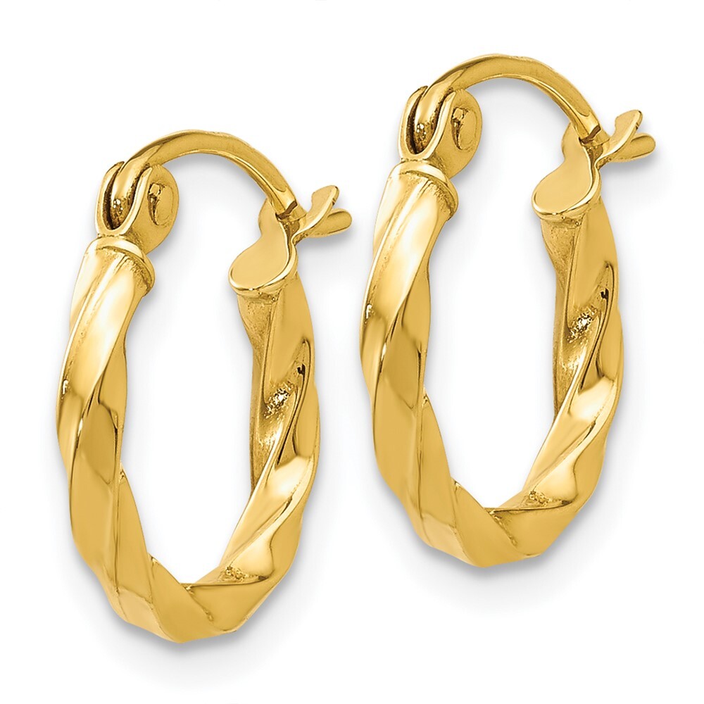 14k Yellow Gold Twist Polished Hoop Earring Gift for Women