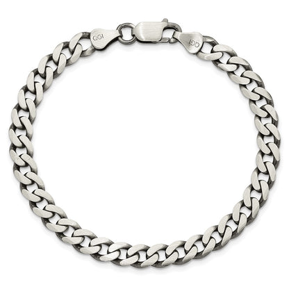Sterling Silver Antiqued 6.5mm Curb Chain Bracelet