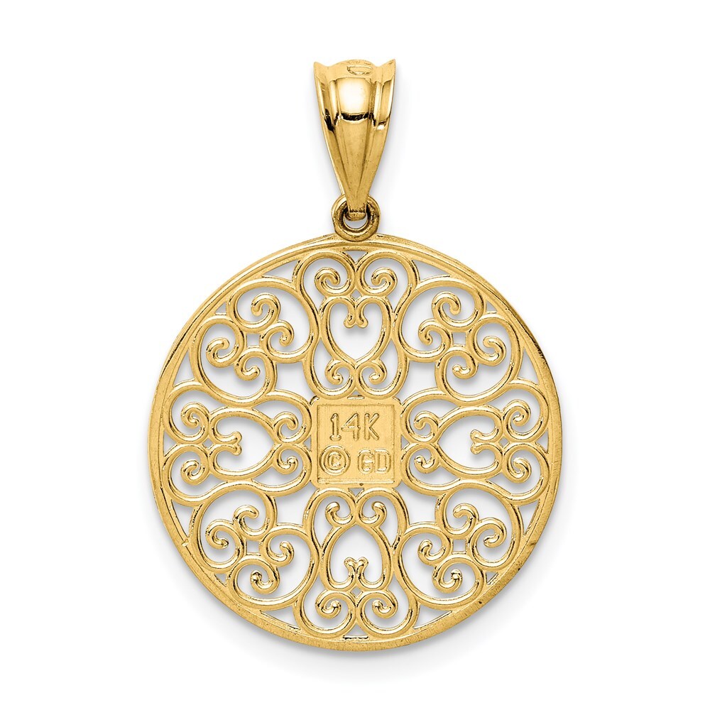 14k Yellow Gold Fancy Filigree / Diamond Cut Charm