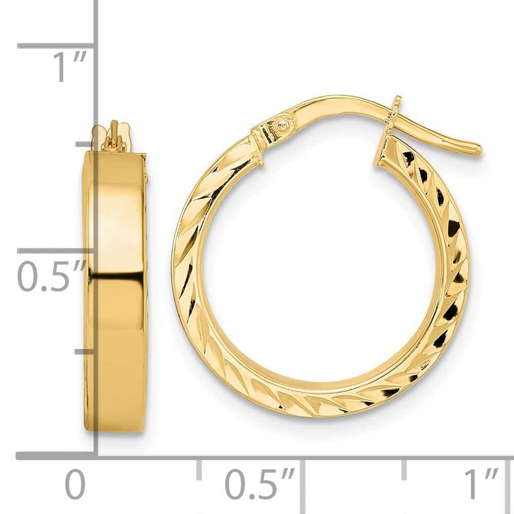 14k Yellow Gold Polished Hoop Earrings Gift for Women