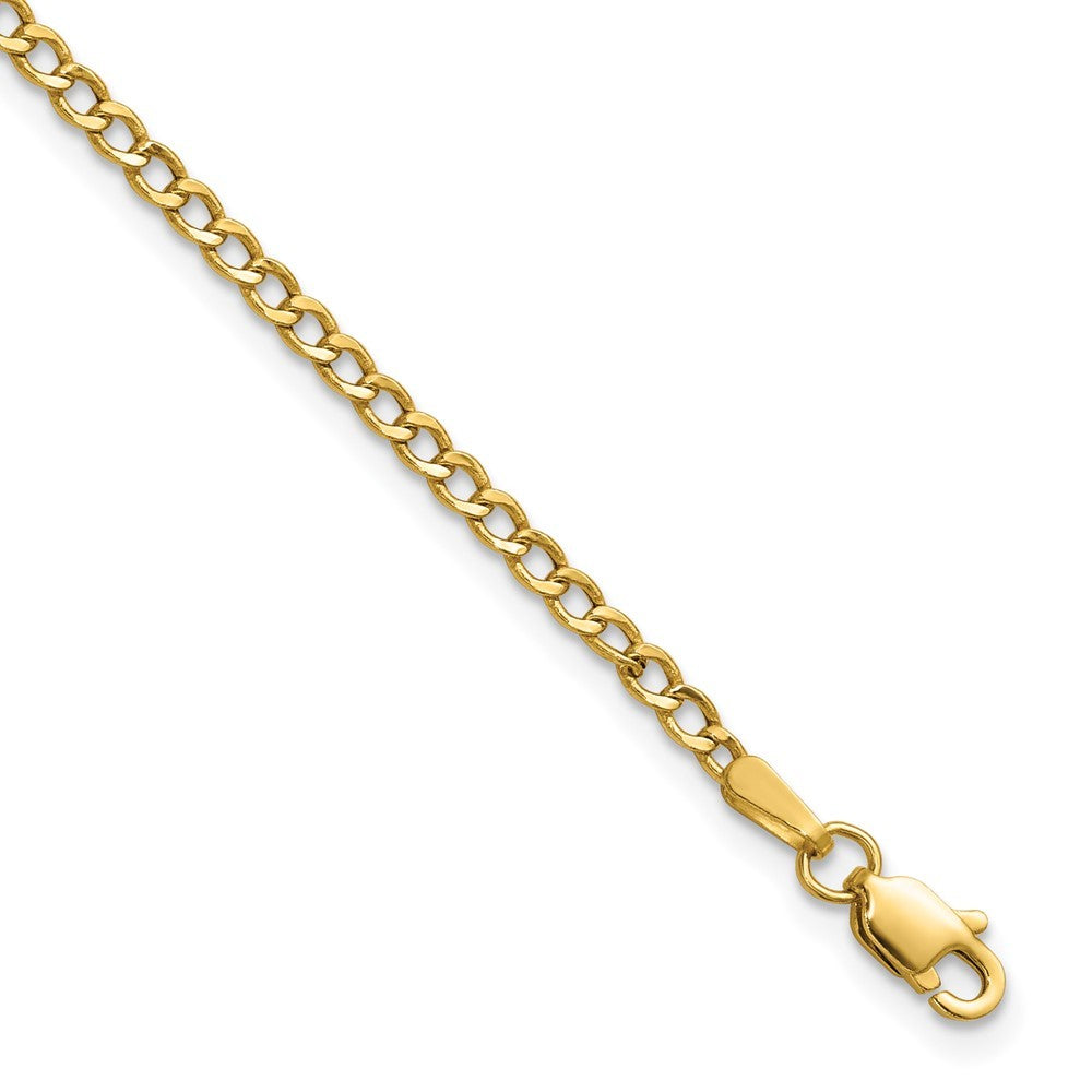 14k Yellow Gold 7 inch 2.5mm Semi-Solid Curb Bracelet