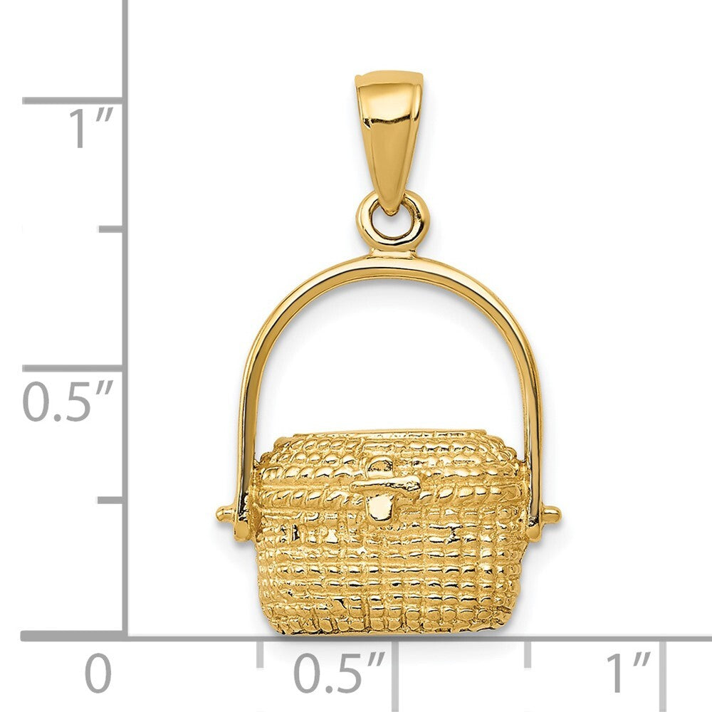 14k Yellow Gold Large Nantucket Basket Pendant for Women