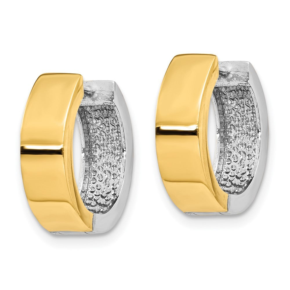 14k Two-tone Gold Round Hinged Hoop Earrings
