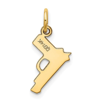14k Yellow Gold Pistol Charm Pendant for Women