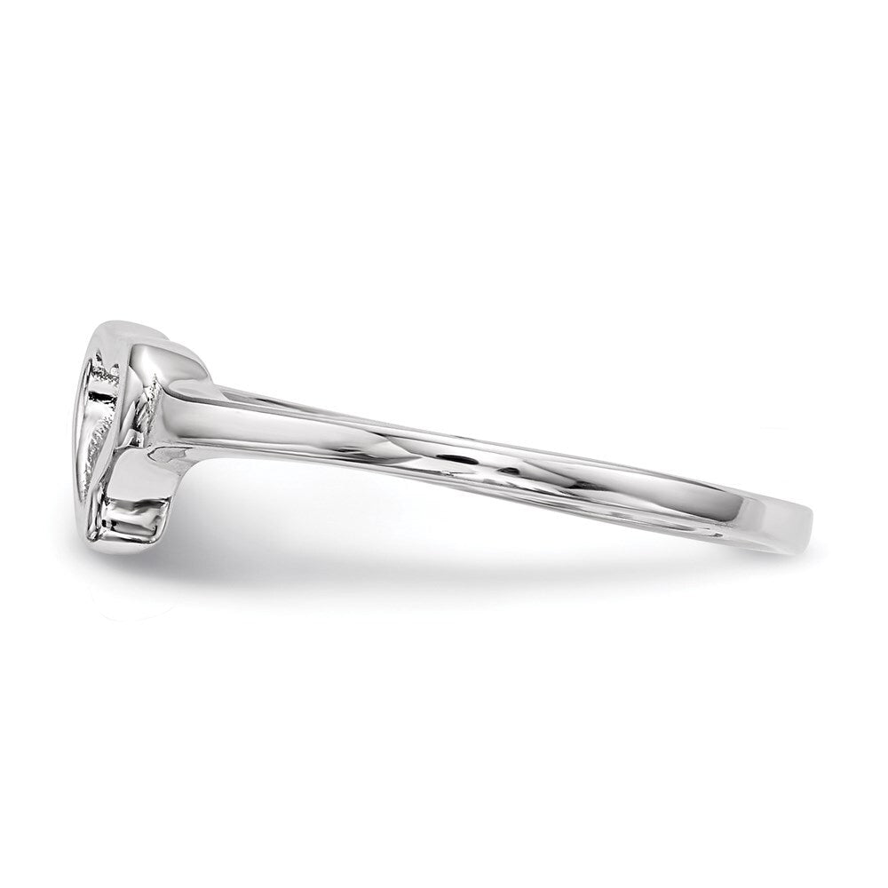 Sterling Silver Rhodium-plated Open Heart Cubic Zirconia Polished Ring Size 7