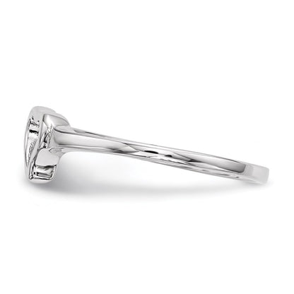 Sterling Silver Rhodium-plated Open Heart Cubic Zirconia Polished Ring Size 7