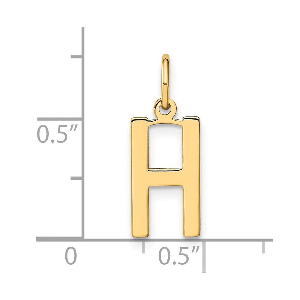 14k Yellow Gold Letter H Initial Pendant for Women