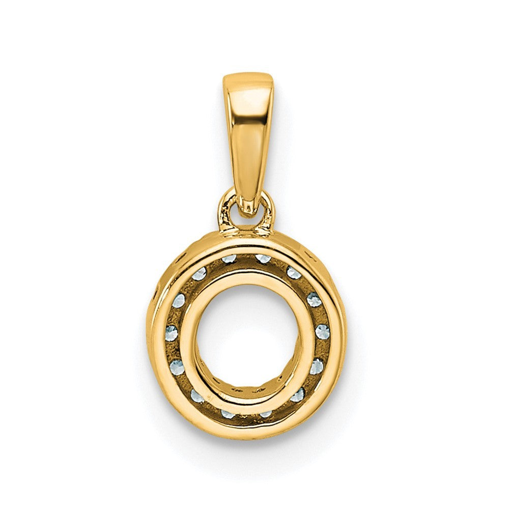 14k Yellow Gold  Diamond Letter O Initial with Bail Pendant