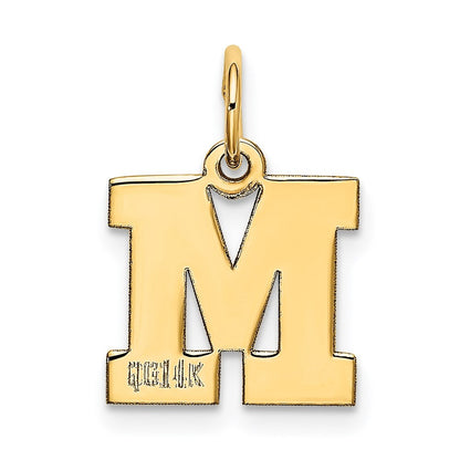 14k Yellow Gold Small Block Letter M Initial Charm Pendant