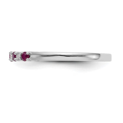 14k White Gold .01 carat Diamond and Ruby Complete Band Size 7
