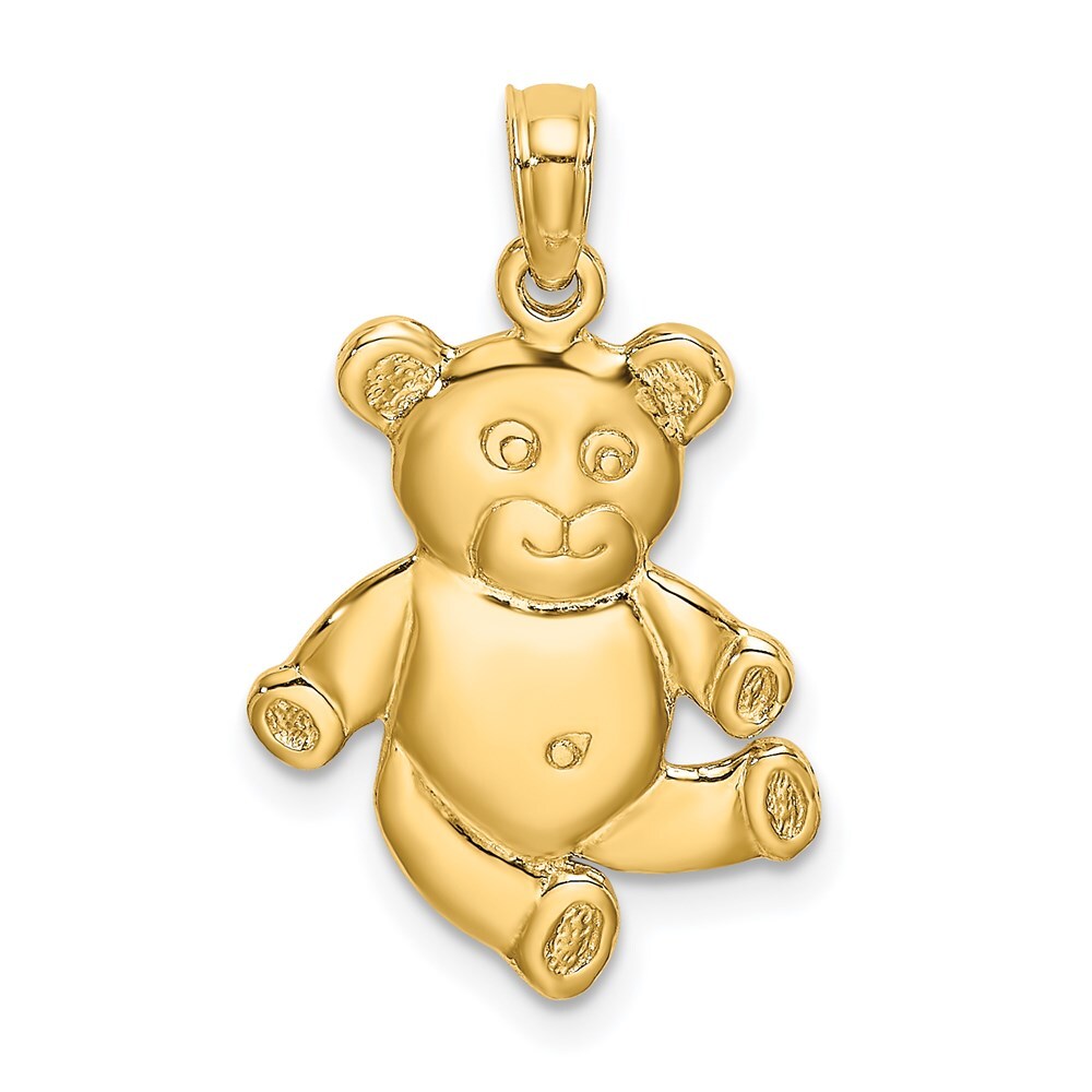 14k Yellow Gold Reversible Teddy Bear Charm Pendant for Women