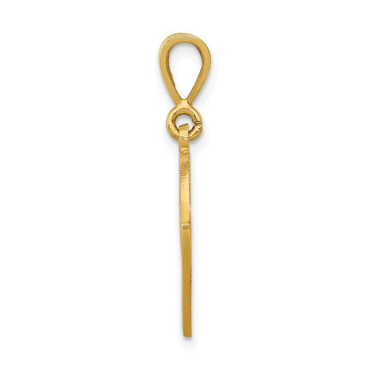 14k Yellow Gold Polished Script Filigree Letter V Initial Pendant for Women