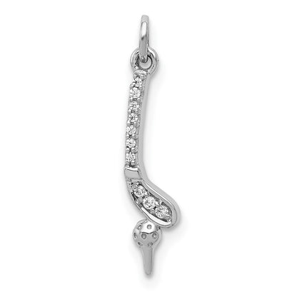 14k White Gold Diamond Golf Club and Ball Pendant for Women