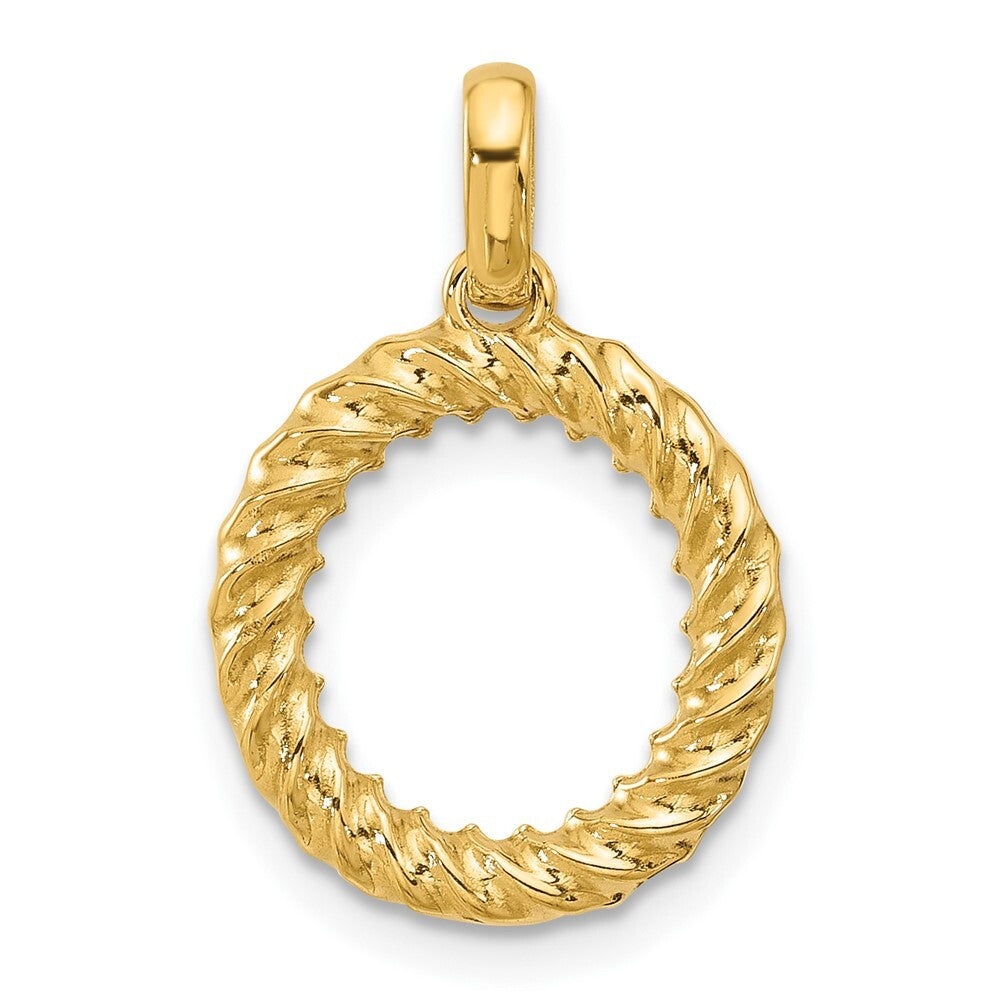 14k Yellow Gold Fancy Twist Letter O Pendant for Women