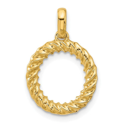 14k Yellow Gold Fancy Twist Letter O Pendant for Women