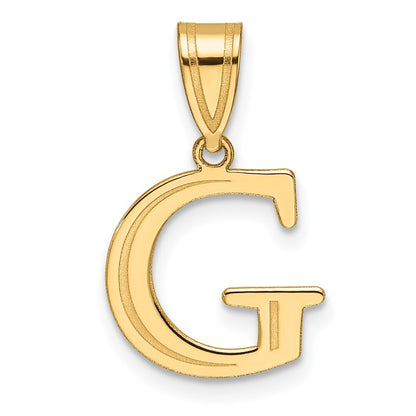 14k Yellow Gold Polished Etched Letter G Initial Pendant for Women