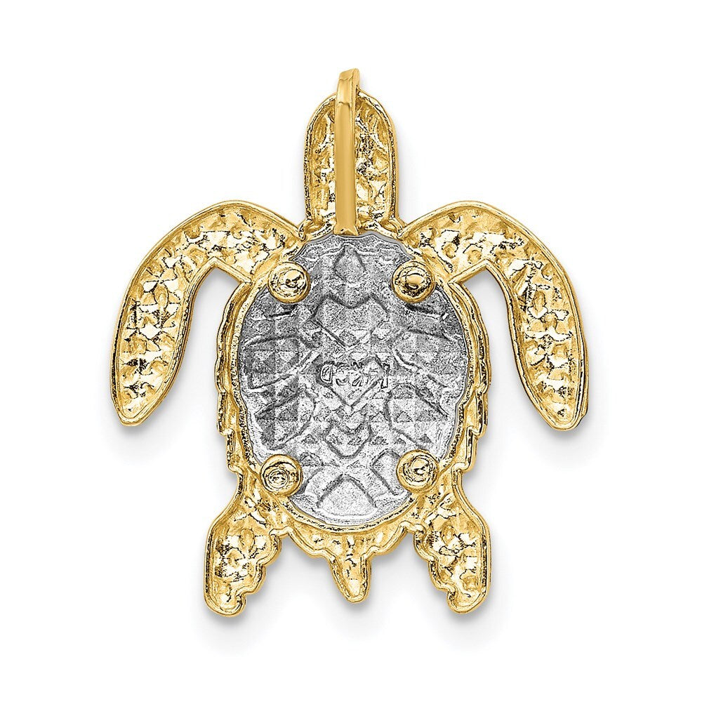 14k Two-tone Gold Turtle Pendant Slide for Women