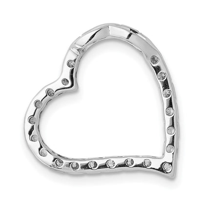 14k White Gold 1/5ct. Diamond Curved Heart Chain Slide Pendant for Women