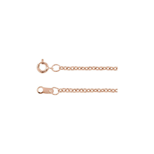 10k Rose Gold 1.5 mm Cable 16" Chain Necklace Fine Gift for Women