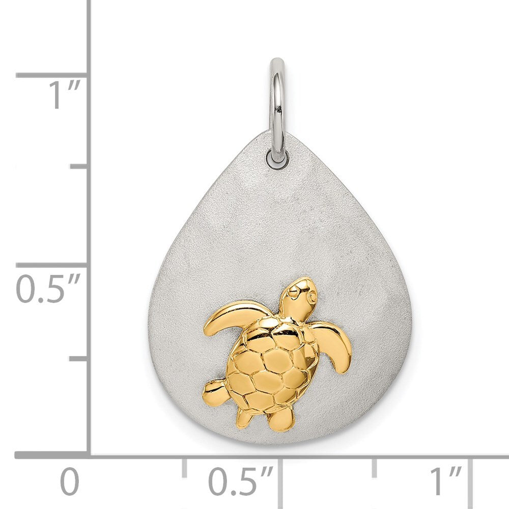 Sterling Silver Gold-Tone Turtle Brushed Pendant Holiday Gift for Women