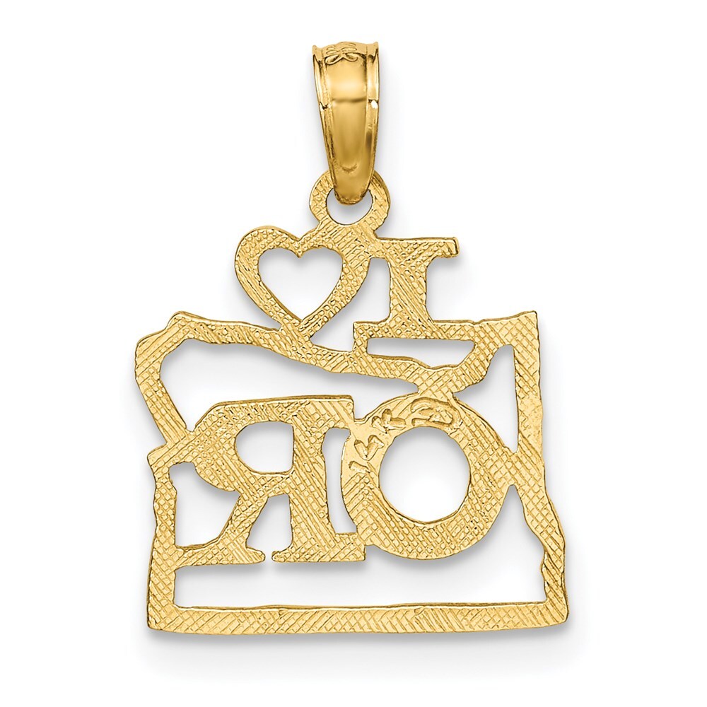 14k Yellow Gold Solid Oregon State Pendant for Women