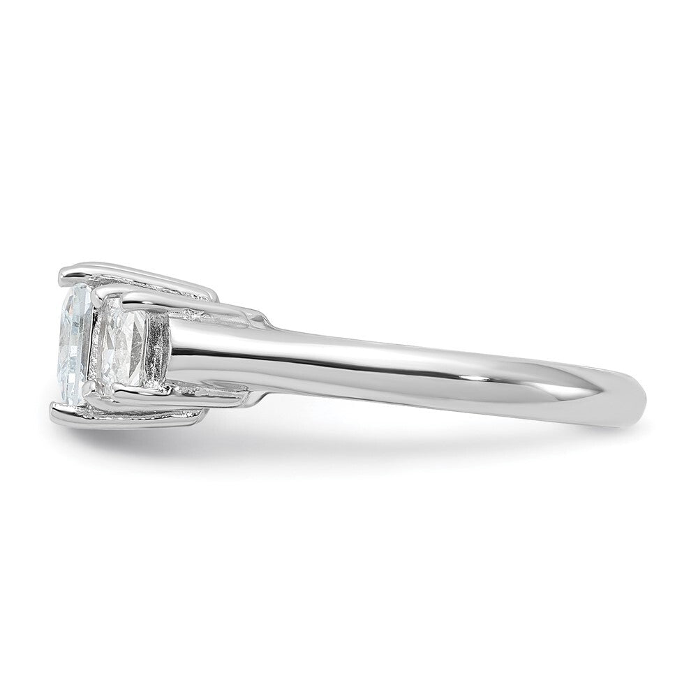 Sterling Silver Rhodium-plated Three Stone Cubic Zirconia Ring Size 8