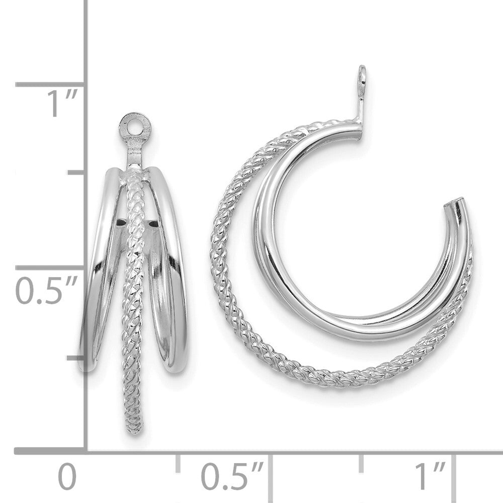 14K White Gold Polished & Twisted Triple Hoop Earring Jackets Gift for Women