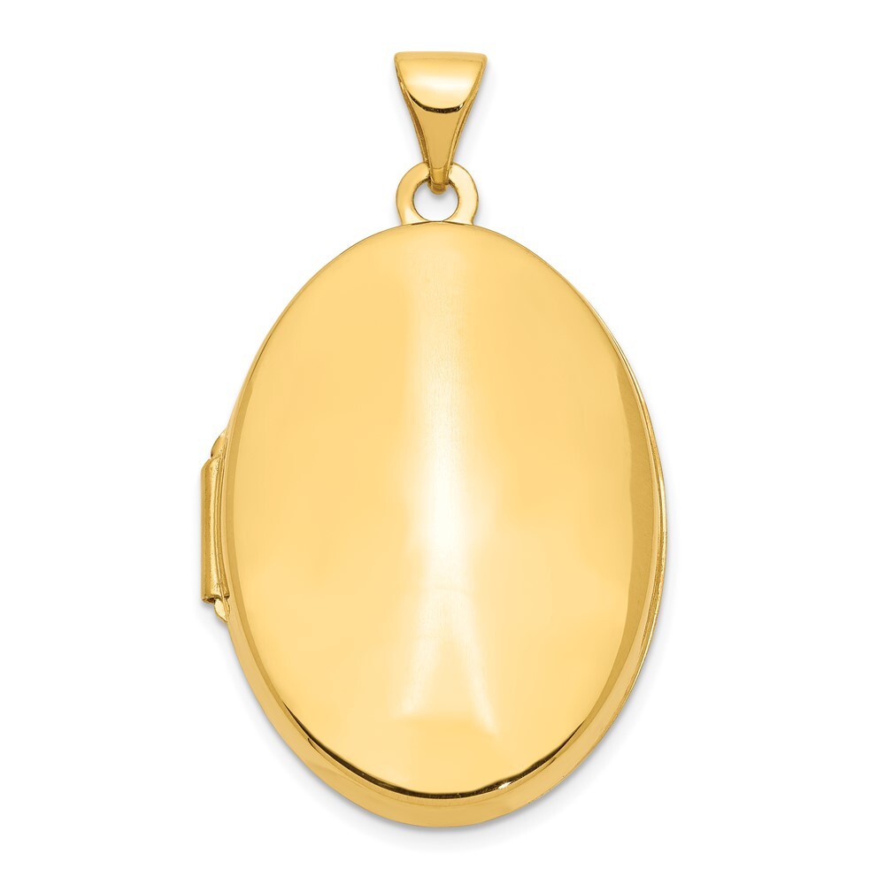 14k Yellow Gold Polished Domed Oval Locket Pendant for Women