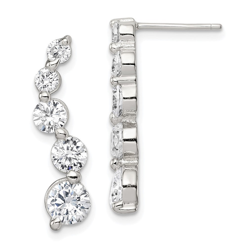 Sterling Silver Rhodium-plated Polished CZ Journey Earrings