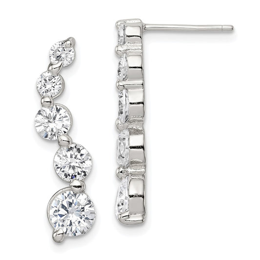 Sterling Silver Rhodium-plated Polished CZ Journey Earrings