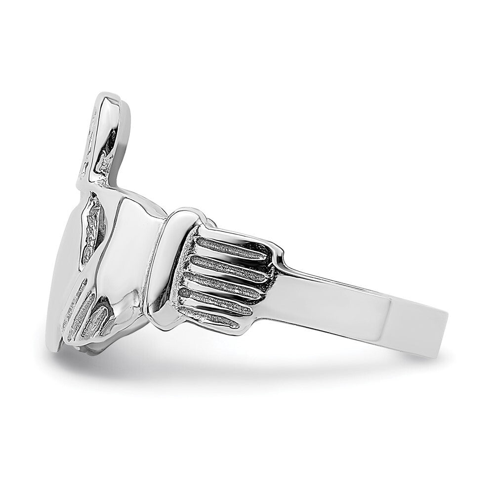 14k White Gold Claddagh Ring Size 7