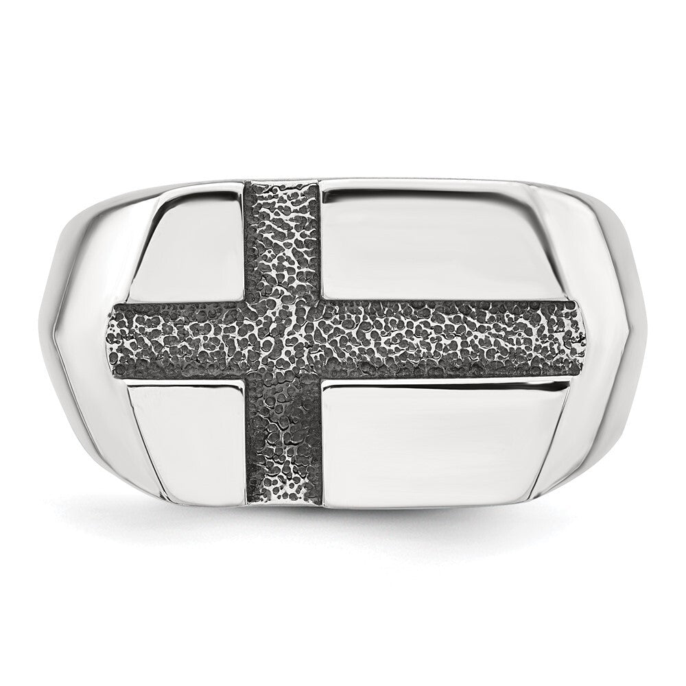 Sterling Silver Antiqued Cross Men's Ring Size 11