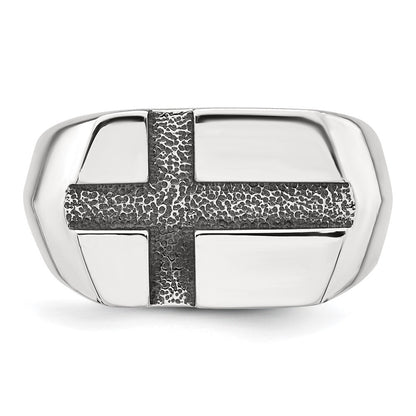 Sterling Silver Antiqued Cross Men's Ring Size 11