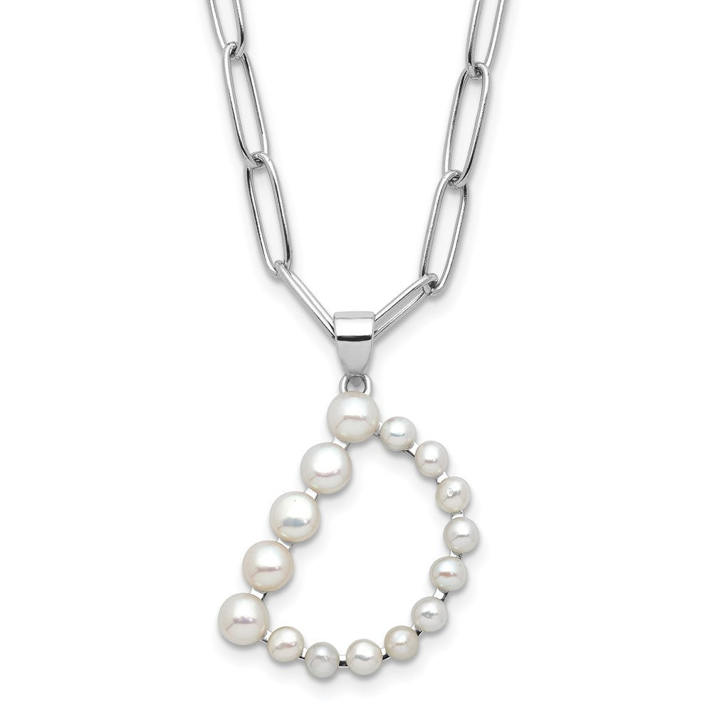 Sterling Silver 3-5.5mm White Button Cultured Pearl LETTER D Necklace 18"