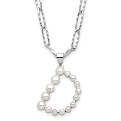 Sterling Silver 3-5.5mm White Button Cultured Pearl LETTER D Necklace 18"