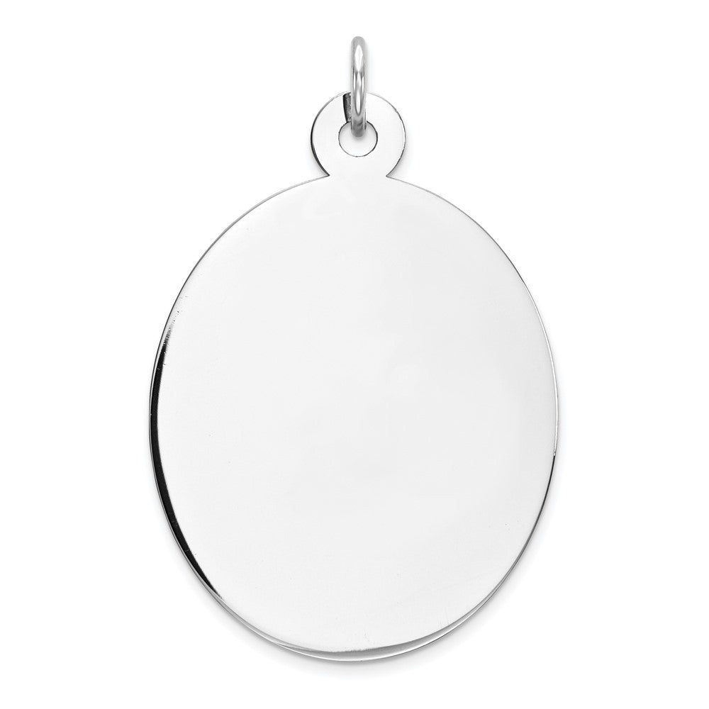 Sterling Silver Rhod-plate Oval Polish Front Satin Back Disc Charm